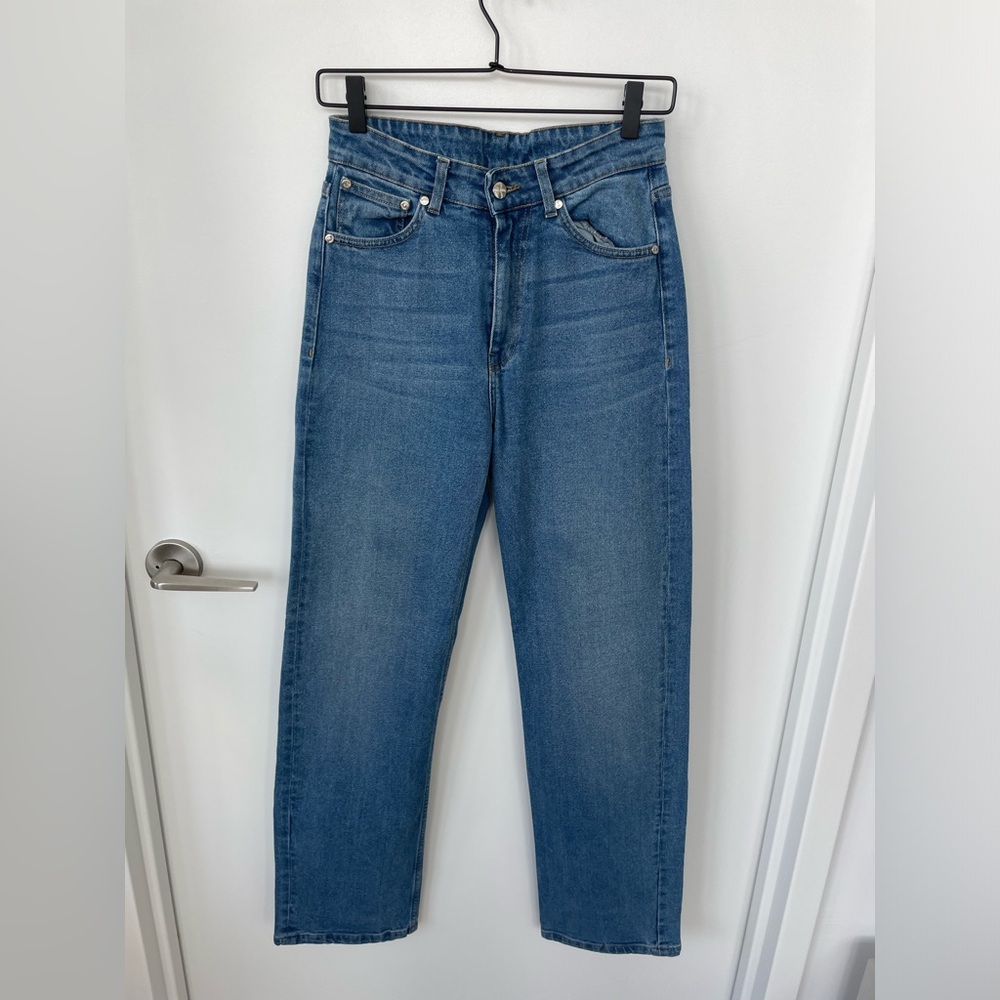 Djerf Avenue Women's Straight Leg Jeans - Blue - Picture 2 of 5
